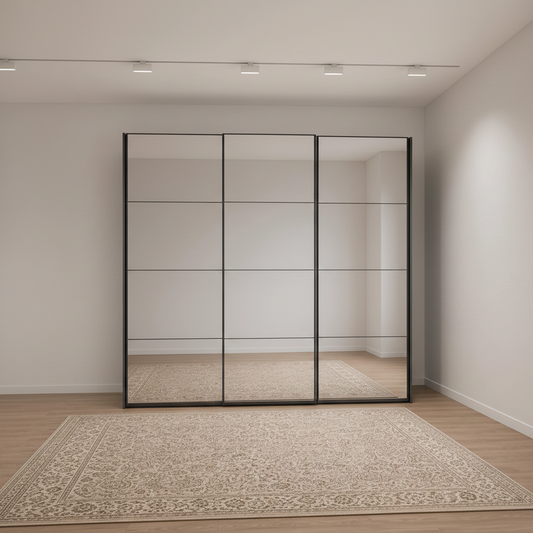 Wiemann Full Mirror Matrix Havana Carcase 3 Door Sliding Wardrobe - Front view