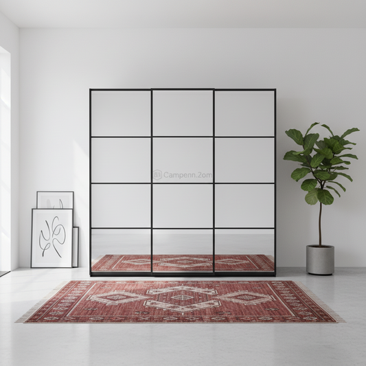 Wiemann Full Mirror Phoenix Matrix Lava Carcase 3 Door Sliding Wardrobe - Front view