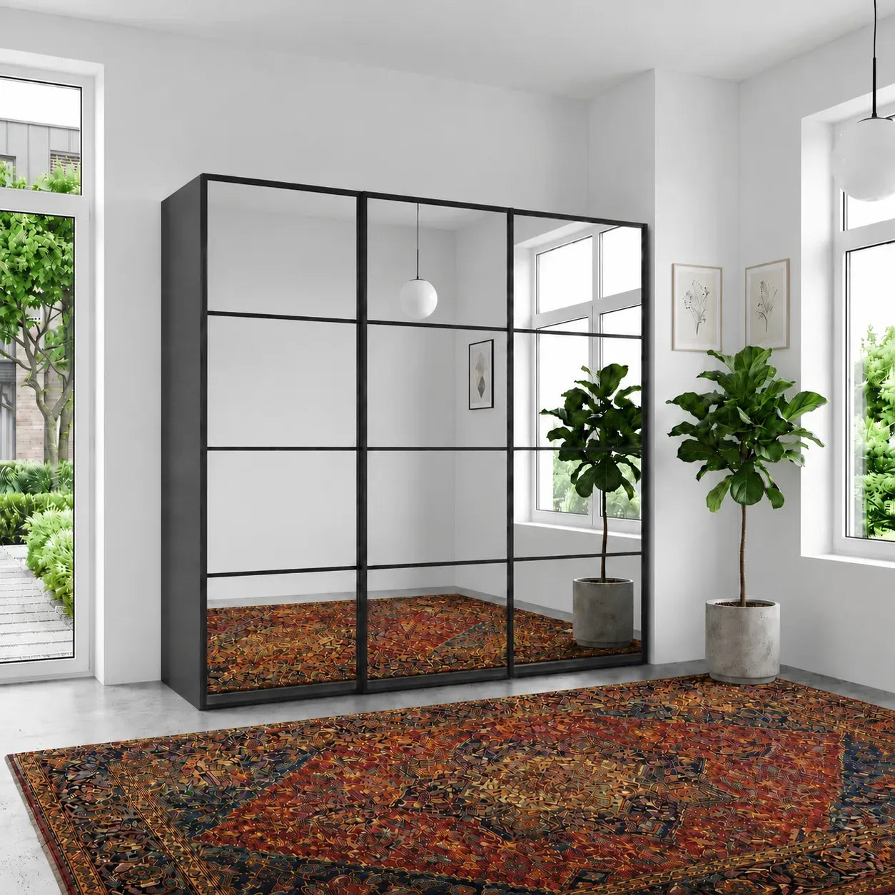 Wiemann Full Mirror Phoenix Matrix Lava Carcase 3 Door Sliding Wardrobe