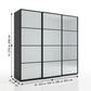 Wiemann Full Mirror Phoenix Matrix Lava Carcase 3 Door Sliding Wardrobe - Dimensions