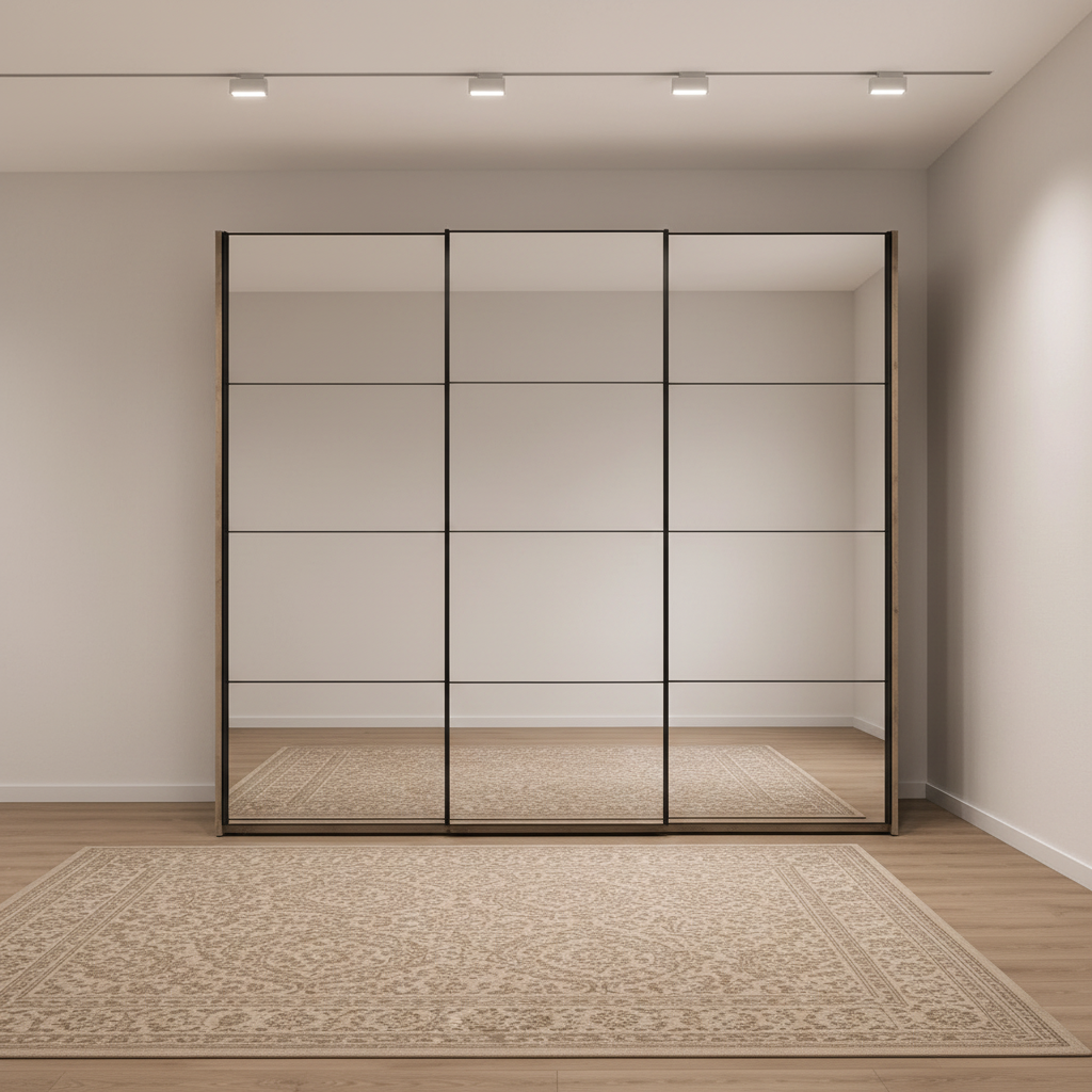 Wiemann Full Mirror Matrix Nordic Oak Carcase 3 Door Sliding Wardrobe - Front view
