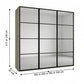 Wiemann Full Mirror Phoenix Matrix Nordic Oak Carcase 3 Door Sliding Wardrobe - Dimensions