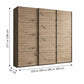 Wiemann Phoenix Nordic Oak Effect 3 Door Sliding Wardrobe - Dimensions