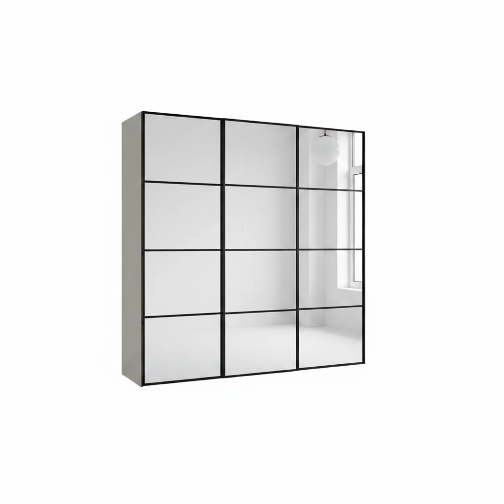 Wiemann Full Mirror Phoenix Matrix Pebble Grey Carcase 3 Door Sliding Wardrobe