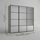 Wiemann Full Mirror Phoenix Matrix Pebble Grey Carcase 3 Door Sliding Wardrobe - Dimensions