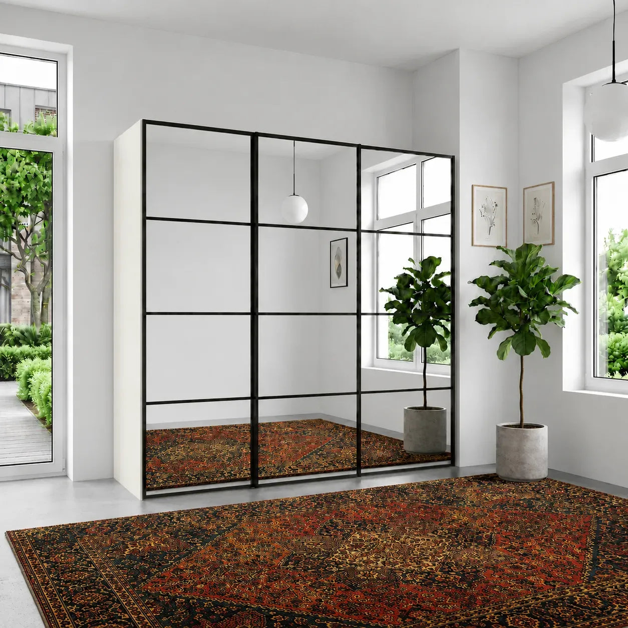 Wiemann Full Mirror Phoenix Matrix White Carcase 3 Door Sliding Wardrobe