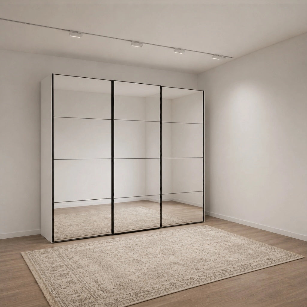Wiemann Full Mirror Matrix White Carcase 3 Door Sliding Wardrobe