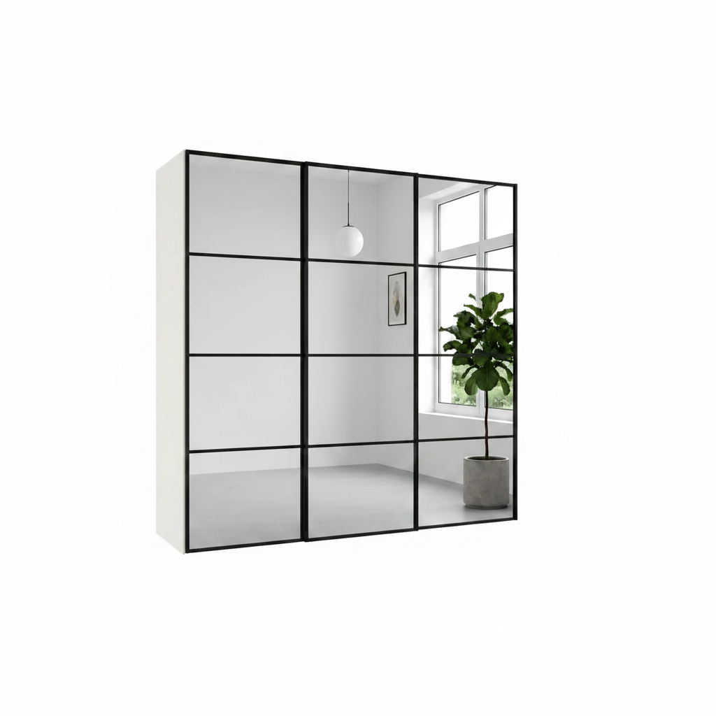 Wiemann Full Mirror Phoenix Matrix White Carcase 3 Door Sliding Wardrobe