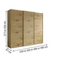 Wiemann Phoenix Bianco Oak Effect 3 Door Sliding Wardrobe - Dimensions