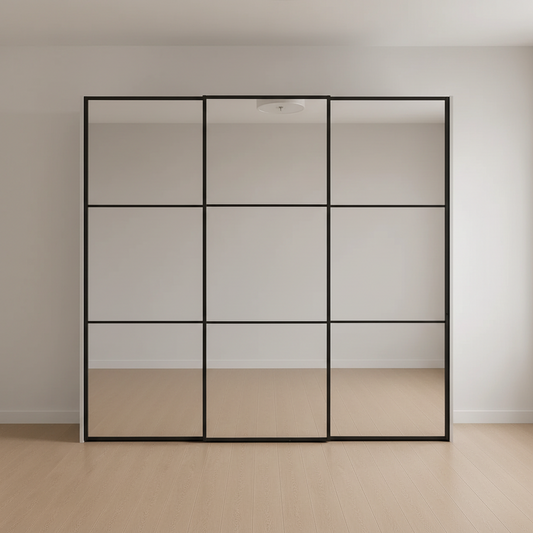 Wiemann Full Mirror Phoenix Meridian Champagne Carcase 3 Door Sliding Wardrobe - Front view