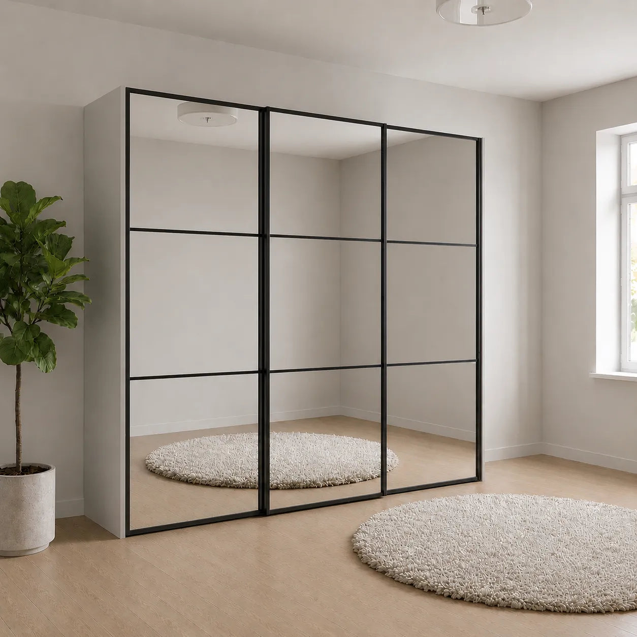 Wiemann Full Mirror Phoenix Meridian Champagne Carcase 3 Door Sliding Wardrobe
