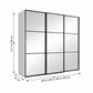 Wiemann Full Mirror Phoenix Meridian Champagne Carcase 3 Door Sliding Wardrobe - Dimensions