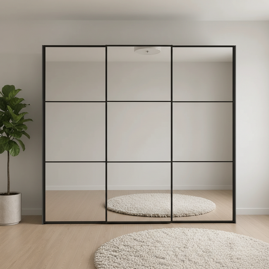 Wiemann Full Mirror Phoenix Meridian Havana Carcase 3 Door Sliding Wardrobe - Front view