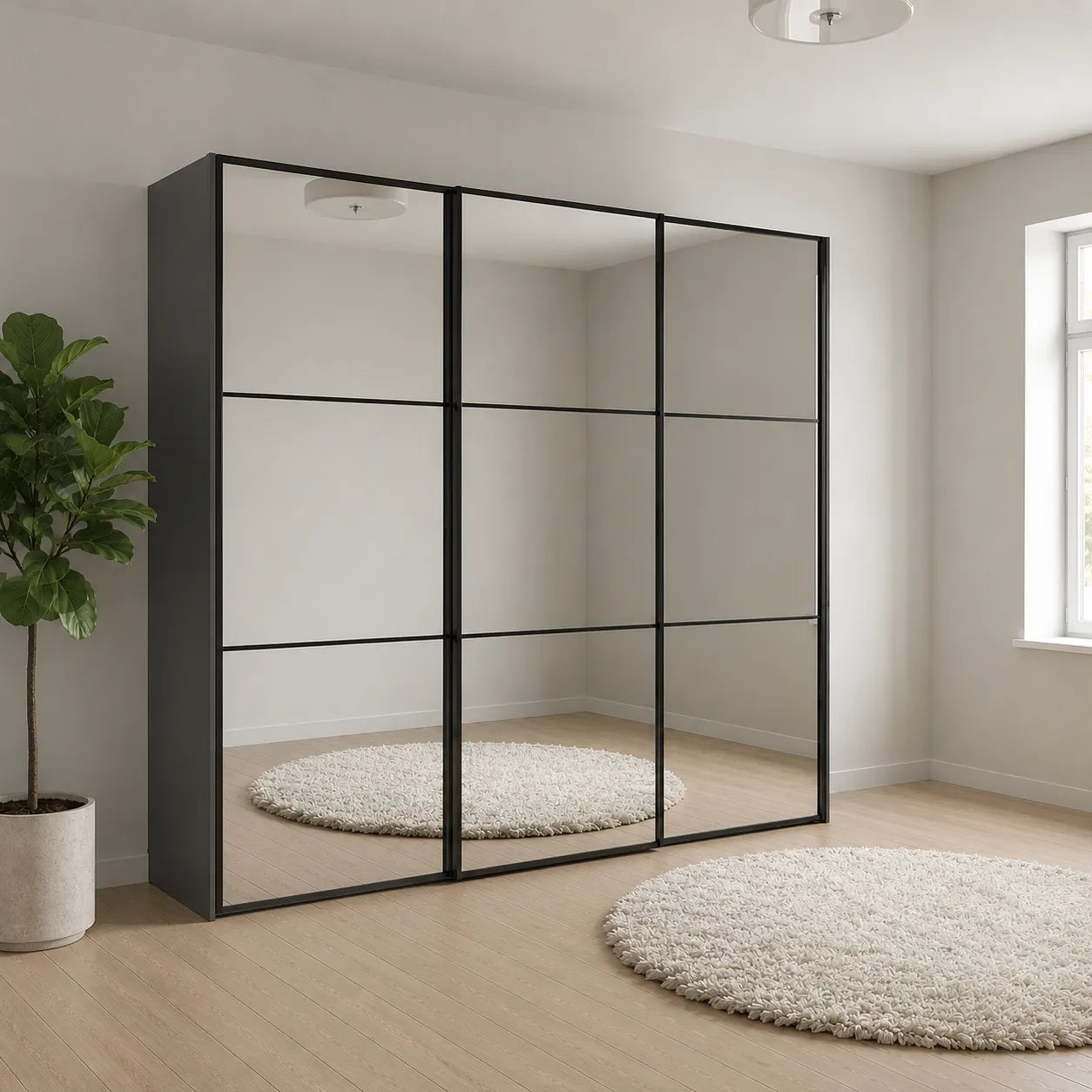 Wiemann Full Mirror Phoenix Meridian Havana Carcase 3 Door Sliding Wardrobe
