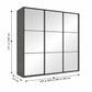 Wiemann Full Mirror Phoenix Meridian Havana Carcase 3 Door Sliding Wardrobe - Dimensions