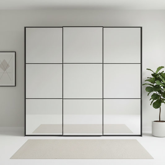 Wiemann Full Mirror Phoenix Meridian Lava Carcase 3 Door Sliding Wardrobe - Front view