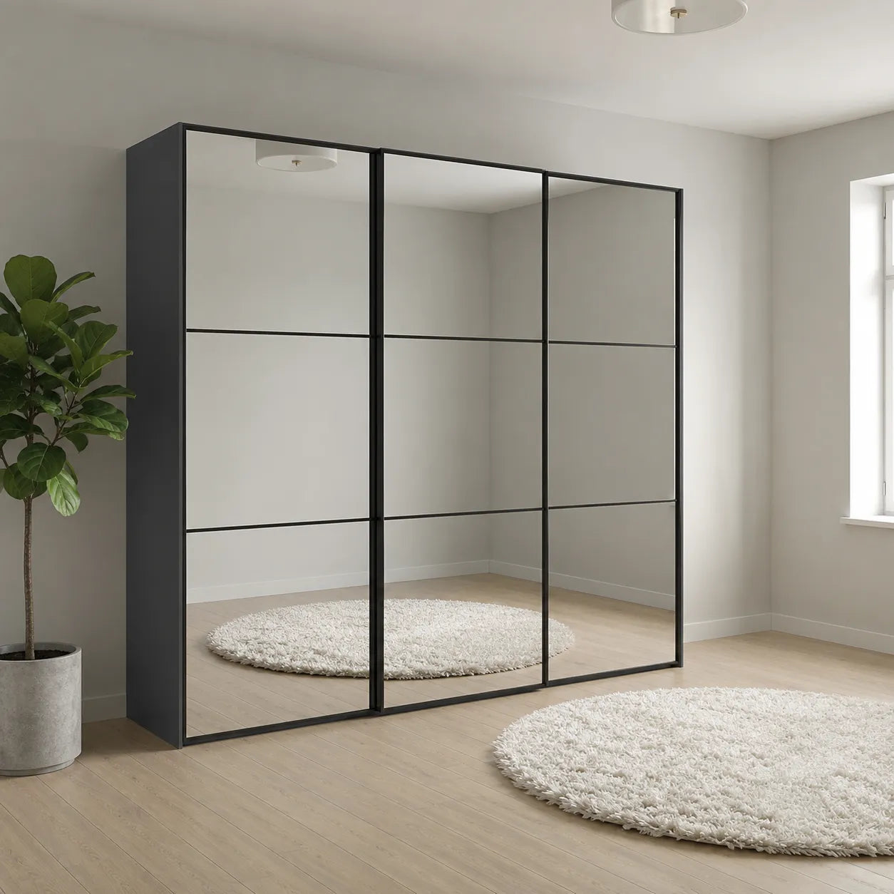 Wiemann Full Mirror Phoenix Meridian Lava Carcase 3 Door Sliding Wardrobe