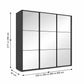 Wiemann Full Mirror Phoenix Meridian Lava Carcase 3 Door Sliding Wardrobe- Dimensions