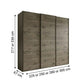Wiemann Phoenix Nordic Oak Effect 3 Door Sliding Wardroben - Dimensions