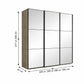 Wiemann Full Mirror Phoenix Meridian Nordic Oak Carcase 3 Door Sliding Wardrobe - Dimensions