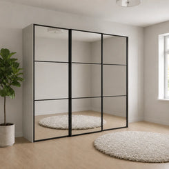 Wiemann Full Mirror Phoenix Meridian Pebble Grey Carcase 3 Door Sliding Wardrobe