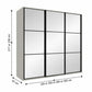 Wiemann Full Mirror Phoenix Meridian Pebble Grey Carcase 3 Door Sliding Wardrobe - Dimensions