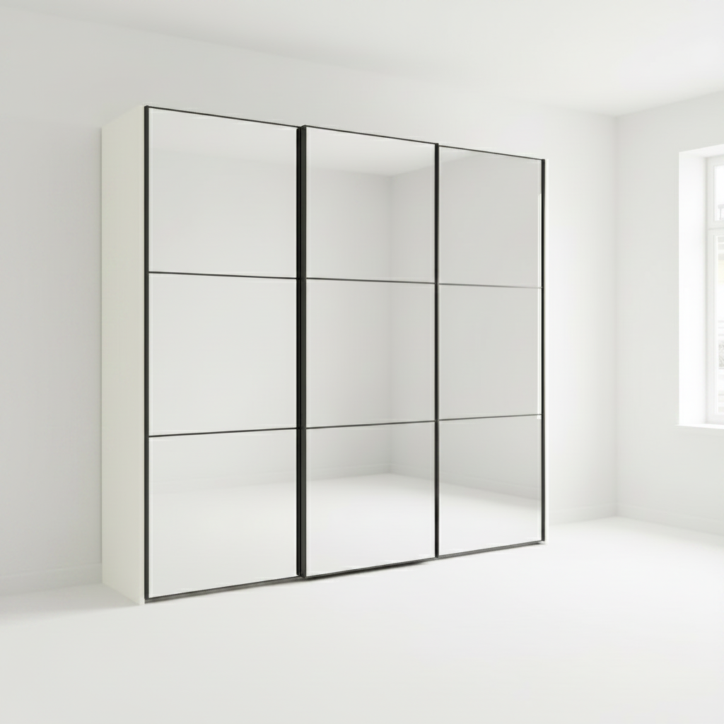 Wiemann Full Mirror Phoenix Meridian White Carcase 3 Door Sliding Wardrobe