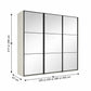 Wiemann Full Mirror Phoenix Meridian White Carcase 3 Door Sliding Wardrobe - Dimensions