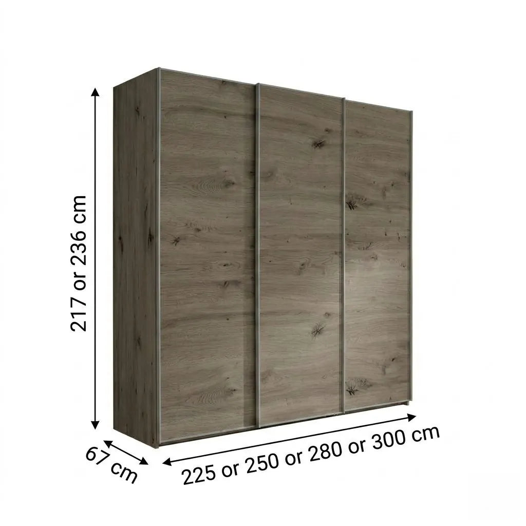 Wiemann Phoenix Nordic Oak Effect 3 Door Sliding Wardrobe