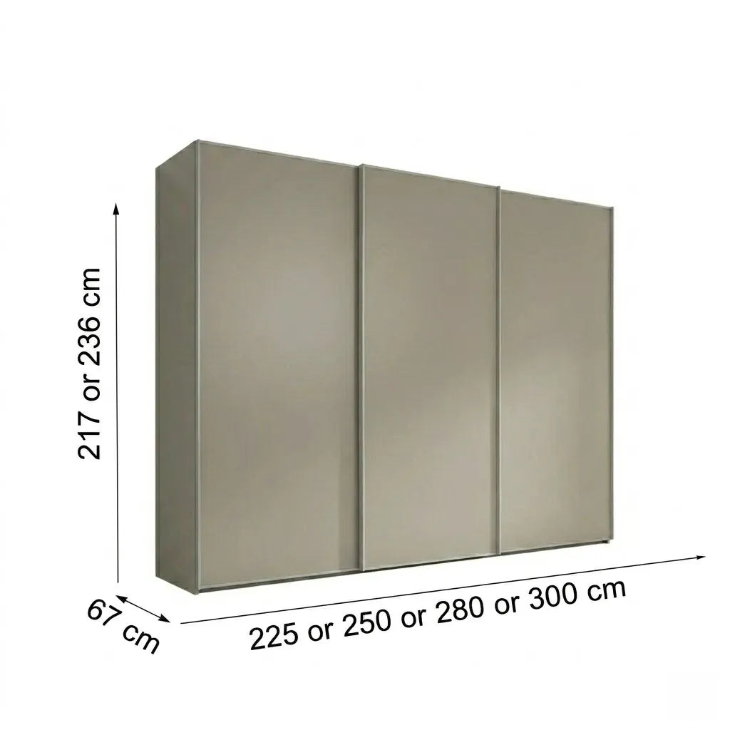 Wiemann Phoenix Pebble Grey 3 Door Sliding Wardrobe - Dimensions