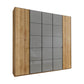 Zenith 250cm Bianco Oak with Havana Glass 5 Door Hinged Wardrobe 