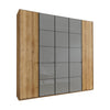 Zenith 250cm Bianco Oak with Havana Glass 5 Door Hinged Wardrobe 