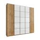 Zenith 250cm Bianco Oak with White Glass 5 Door Hinged Wardrobe 