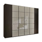 Zenith 300cm Mocca Oak with Pebble Grey Glass 6 Door Hinged Wardrobe 