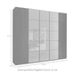 Zenith 250cm Bianco Oak with Havana Glass 5 Door Hinged Wardrobe 