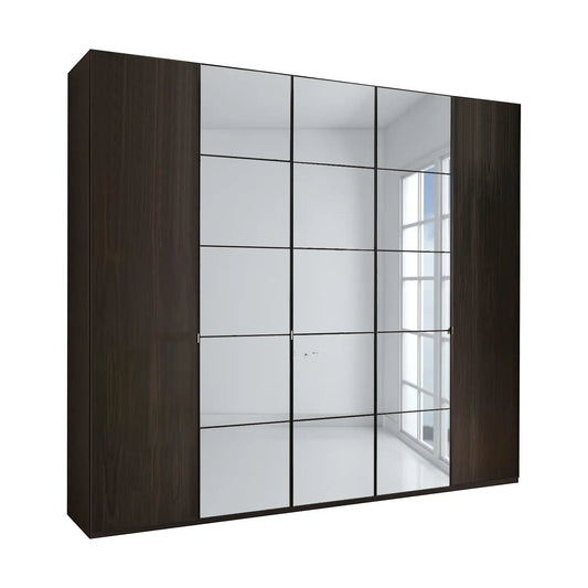 Zenith 250cm Mocca Oak 5 Door Hinged Wardrobe with Mirror 