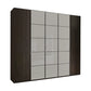 Zenith 250cm Mocca Oak with Pebble Grey Glass 5 Door Hinged Wardrobe 