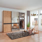 Lifestyle image of Wiemann Regen Bianco Oak 3 Door Sliding Wardrobe With Mirror, shows interior of one compartment 