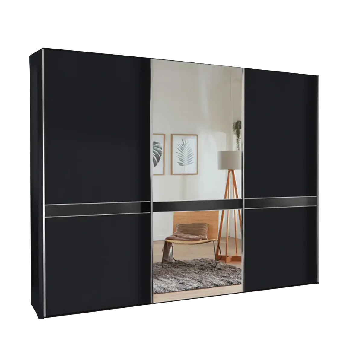 Wiemann Regen Graphite 3 Door Sliding Wardrobe With Mirror 
