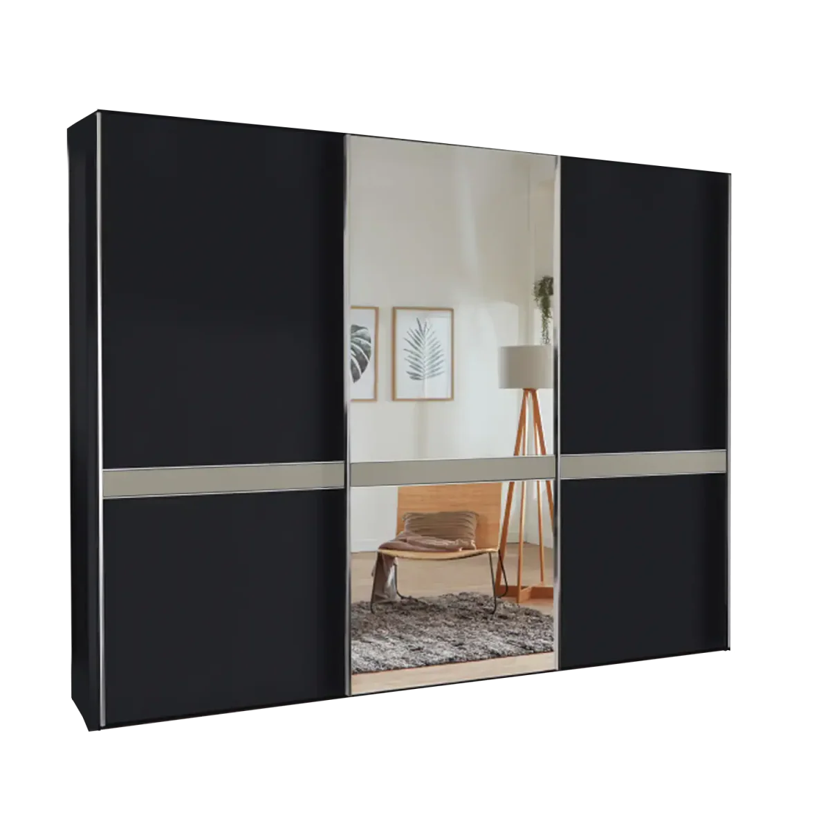 Wiemann Regen Graphite 3 Door Sliding Wardrobe With Mirror 