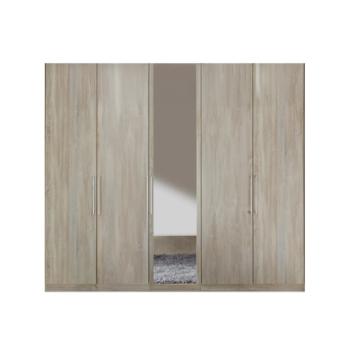 Wiemann Berlin Bristol Nordic Oak 5 Door Wardrobe with 1 Mirror Doors in the Middle  