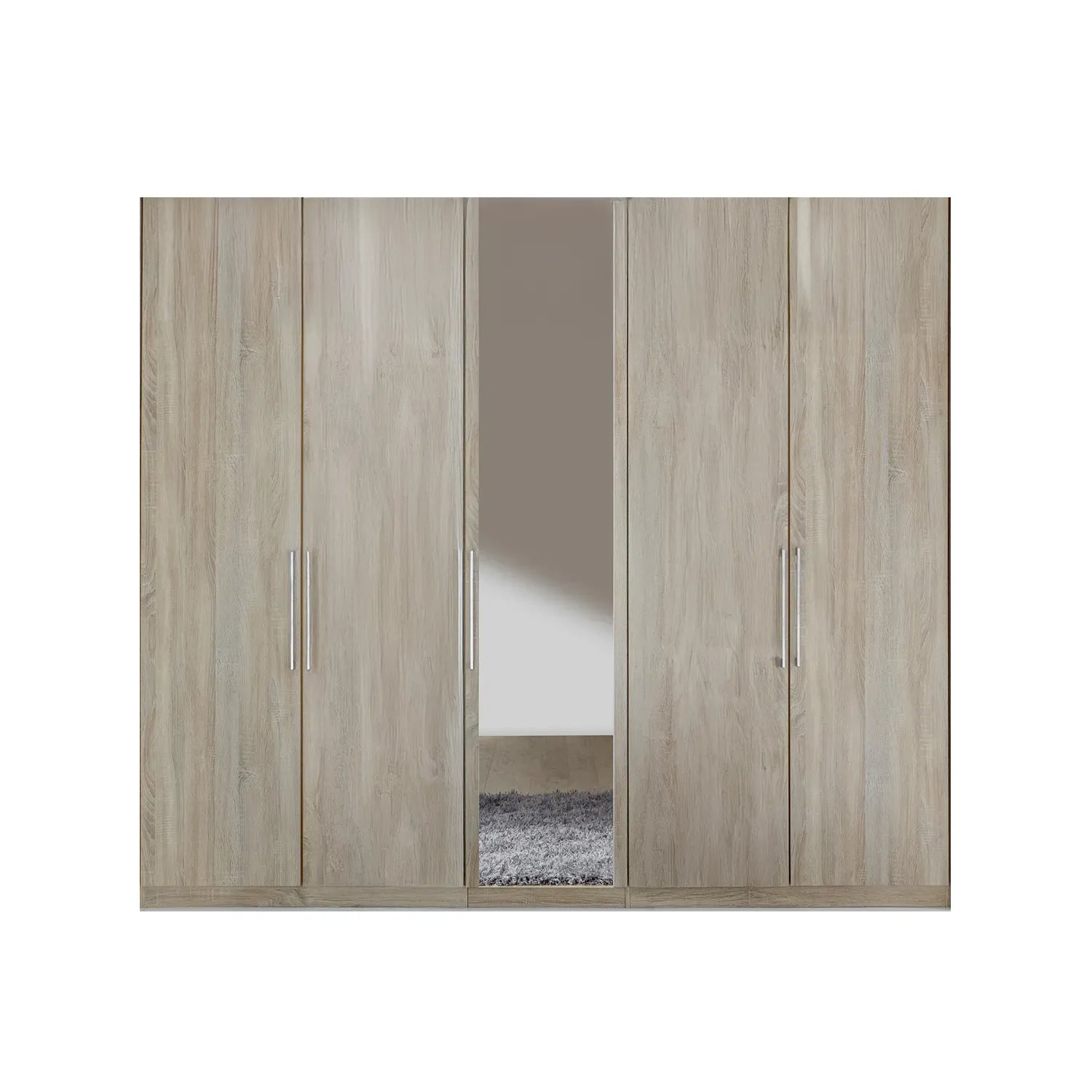 Wiemann Berlin Bristol Nordic Oak 5 Door Wardrobe with 1 Mirror Doors in the Middle  