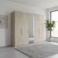 Wiemann Bristol 5 Door Rustic Oak and 1 Mirror Door Front Wardrobe 
