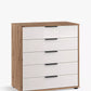 Wiemann Saka Wide 5 Drawer Glass Chest in White Oak
