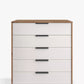 Wiemann Saka Wide 5 Drawer Glass Chest in White Oak Front view