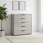 Wiemann Saka Wide 5 Drawer Glass Chest in Pebble Grey styled in a modern room