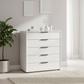 Wiemann Saka Wide 5 Drawer Glass Chest in White styled in a modern room