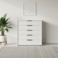 Wiemann Saka Wide 5 Drawer Glass Chest in White Front view