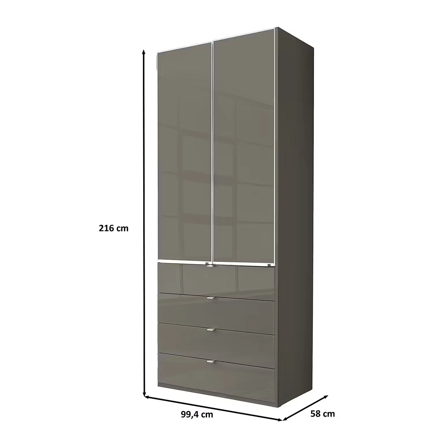 Wiemann Santa 100cm 2 Doors & 4 Drawers Combi Wardrobe in Havana