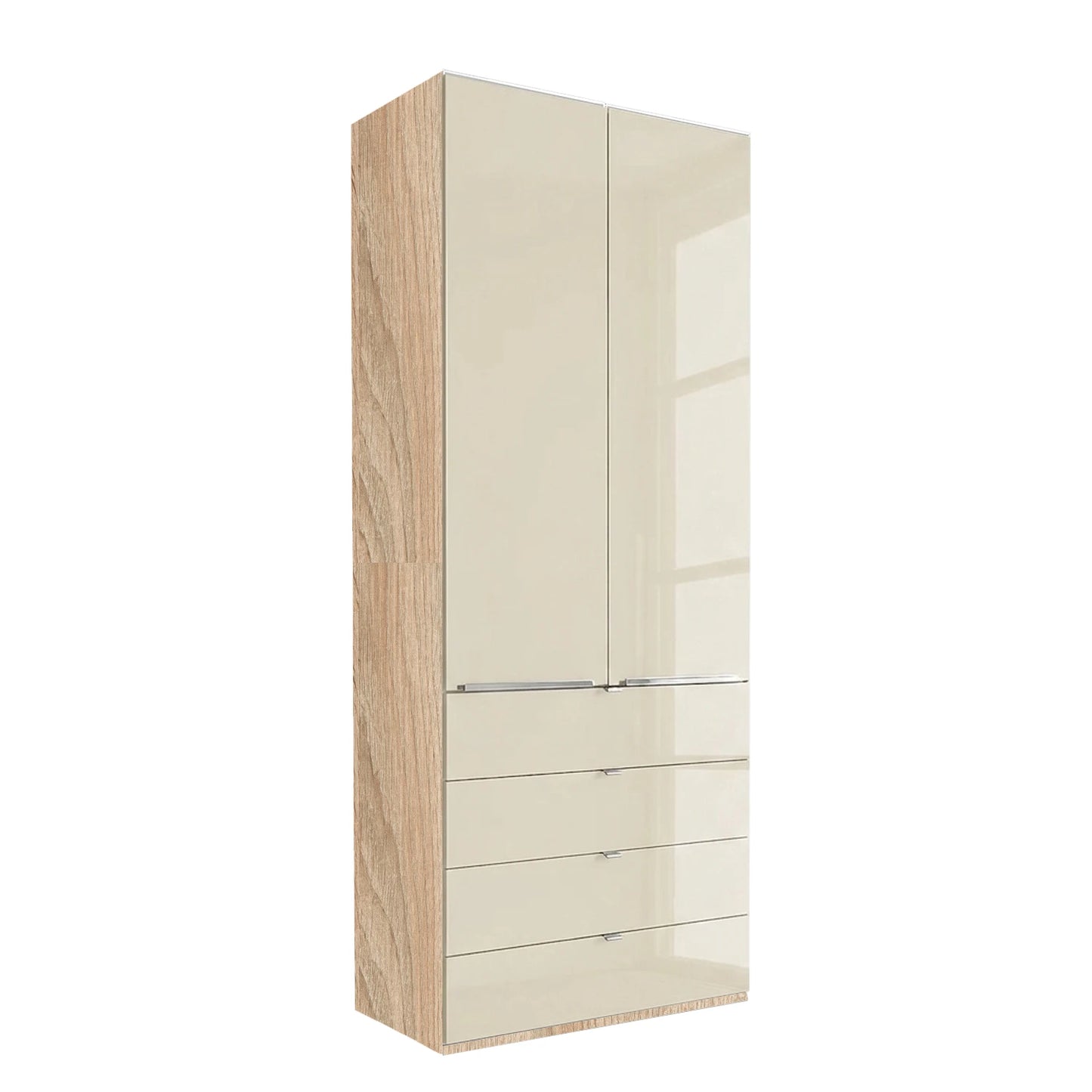 Wiemann Santa 100cm 2 Doors & 4 Drawers Combi Wardrobe in Magnolia with Oak Carcase